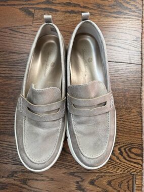 Tommy Bahama Metallic Taupe Penny Loafers